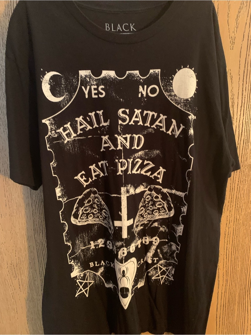 Black Craft Cult Graphic Tee- Hail Satan and Eat Pizza